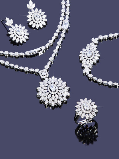 Bedazz New Trendy Sweater Long Necklace Earring Jewelry Sets For Women Wedding Party Zircon CZ African Dubai Bridal Jewelry 2024