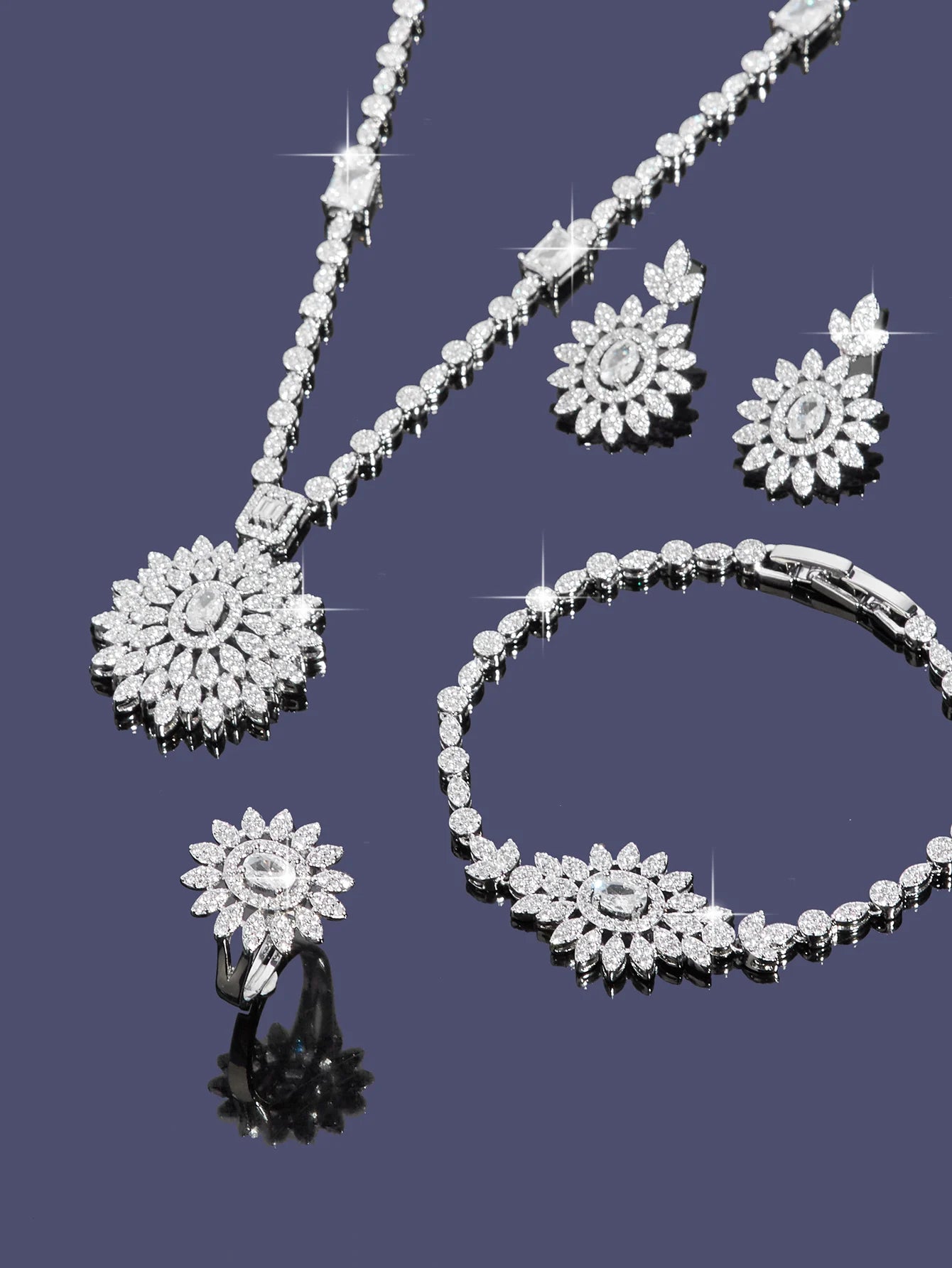 Bedazz New Trendy Sweater Long Necklace Earring Jewelry Sets For Women Wedding Party Zircon CZ African Dubai Bridal Jewelry 2024