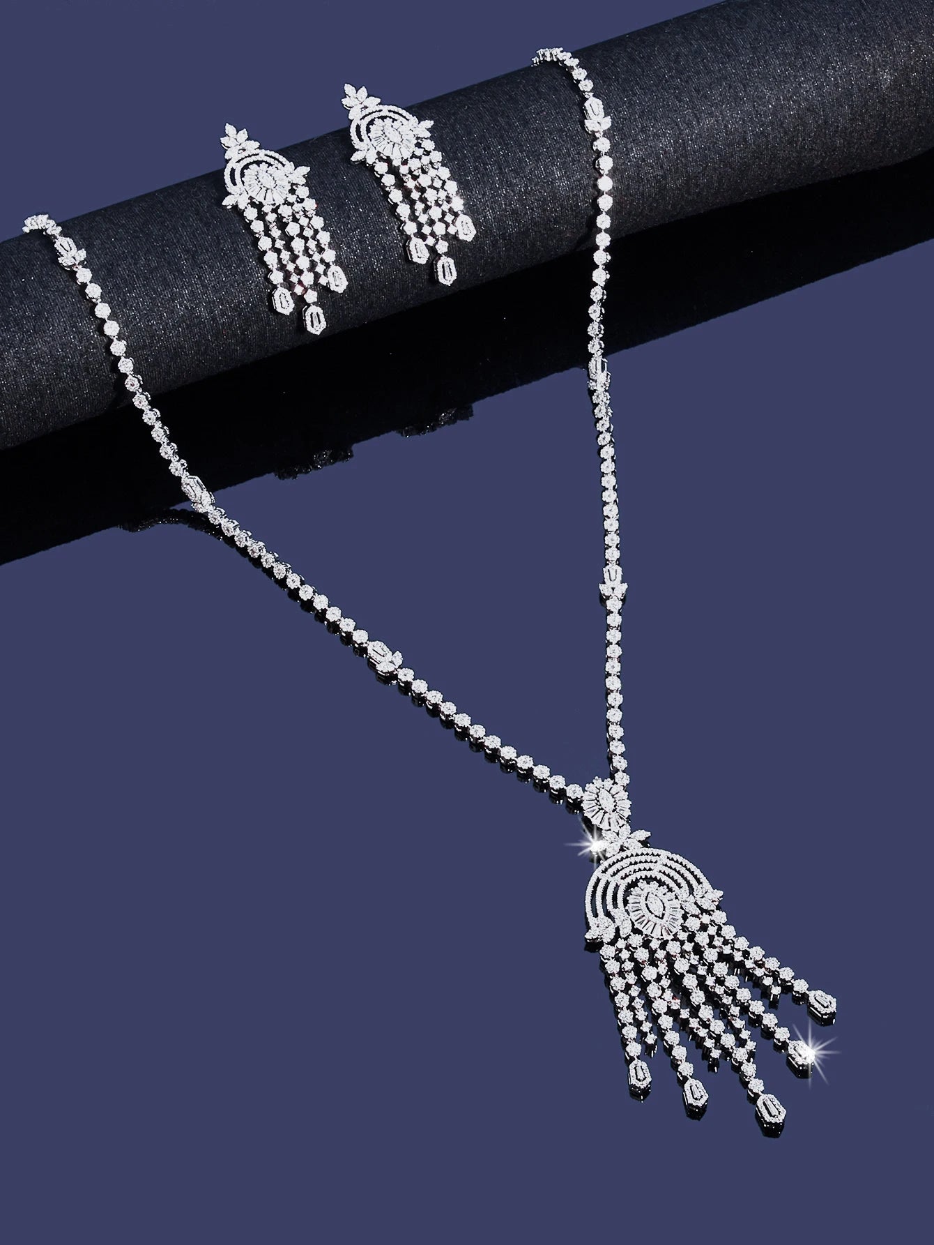 Bedazz New Trendy Sweater Long Necklace Earring Jewelry Sets For Women Wedding Party Zircon CZ African Dubai Bridal Jewelry 2024