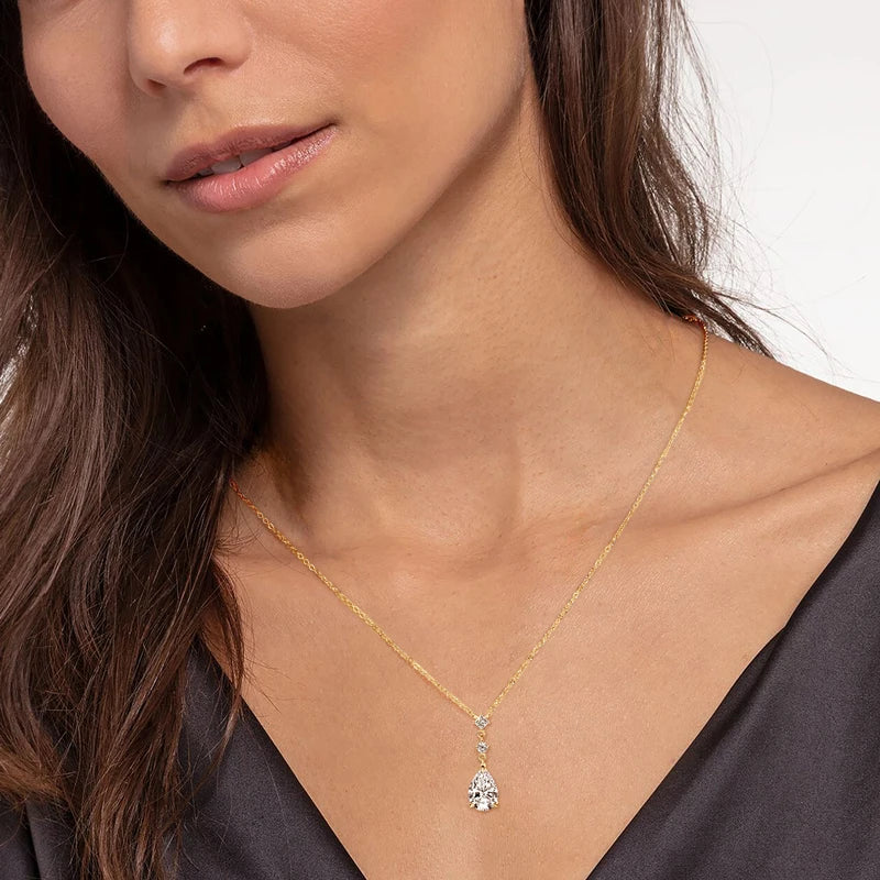 7x10mm 2.0ct Pear Cut Moissanite Pendant Necklace Silver 925 Women's Waterdrop Necklace High Quality Luxury Engagement Jewelry