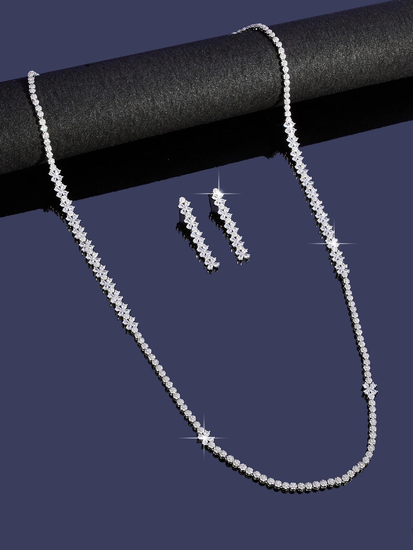 Bedazz New Trendy Sweater Long Necklace Earring Jewelry Sets For Women Wedding Party Zircon CZ African Dubai Bridal Jewelry 2024