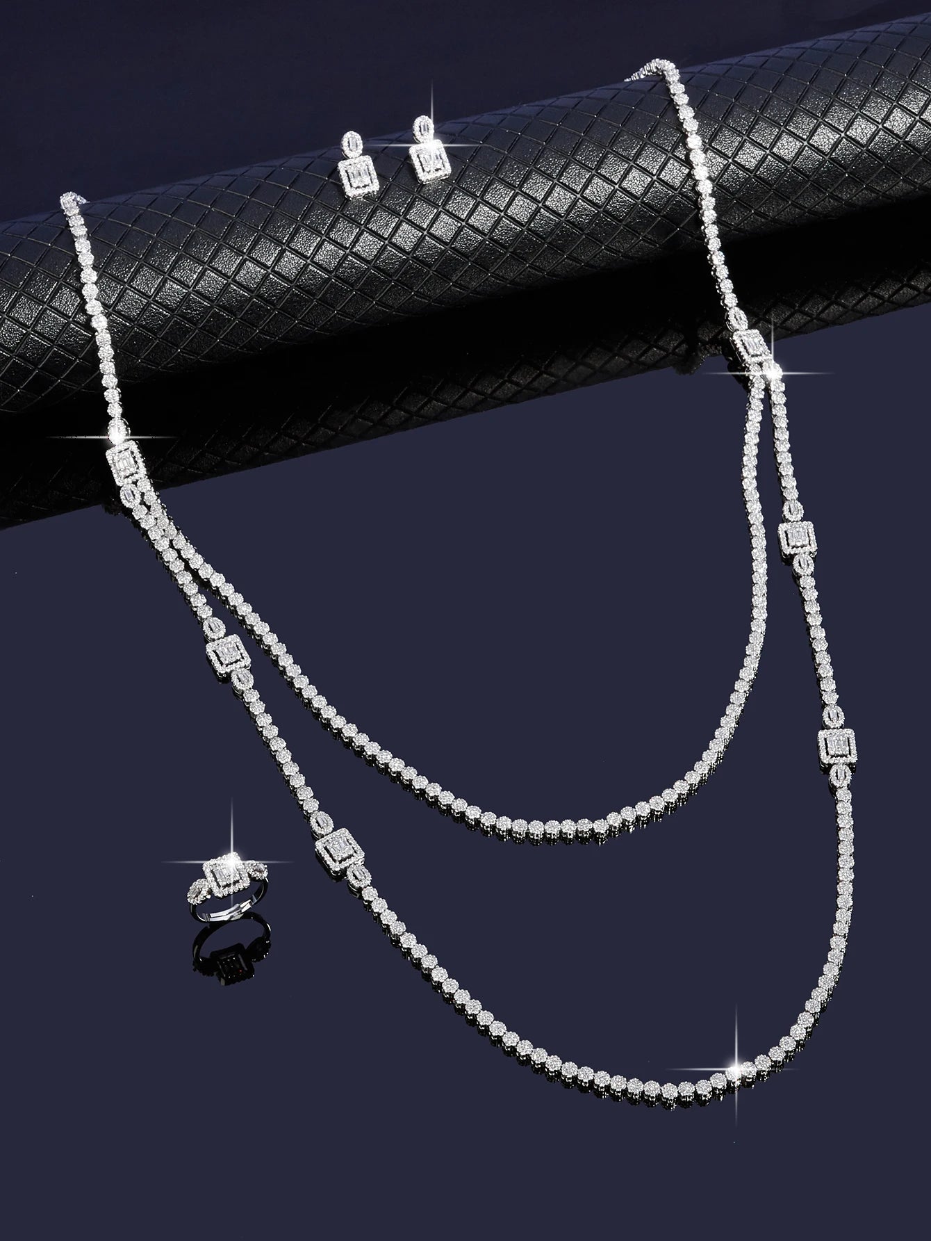 Bedazz New Trendy Sweater Long Necklace Earring Jewelry Sets For Women Wedding Party Zircon CZ African Dubai Bridal Jewelry 2024