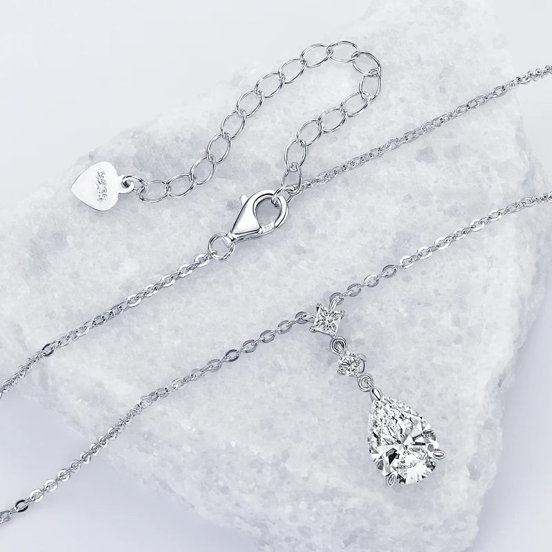 7x10mm 2.0ct Pear Cut Moissanite Pendant Necklace Silver 925 Women's Waterdrop Necklace High Quality Luxury Engagement Jewelry