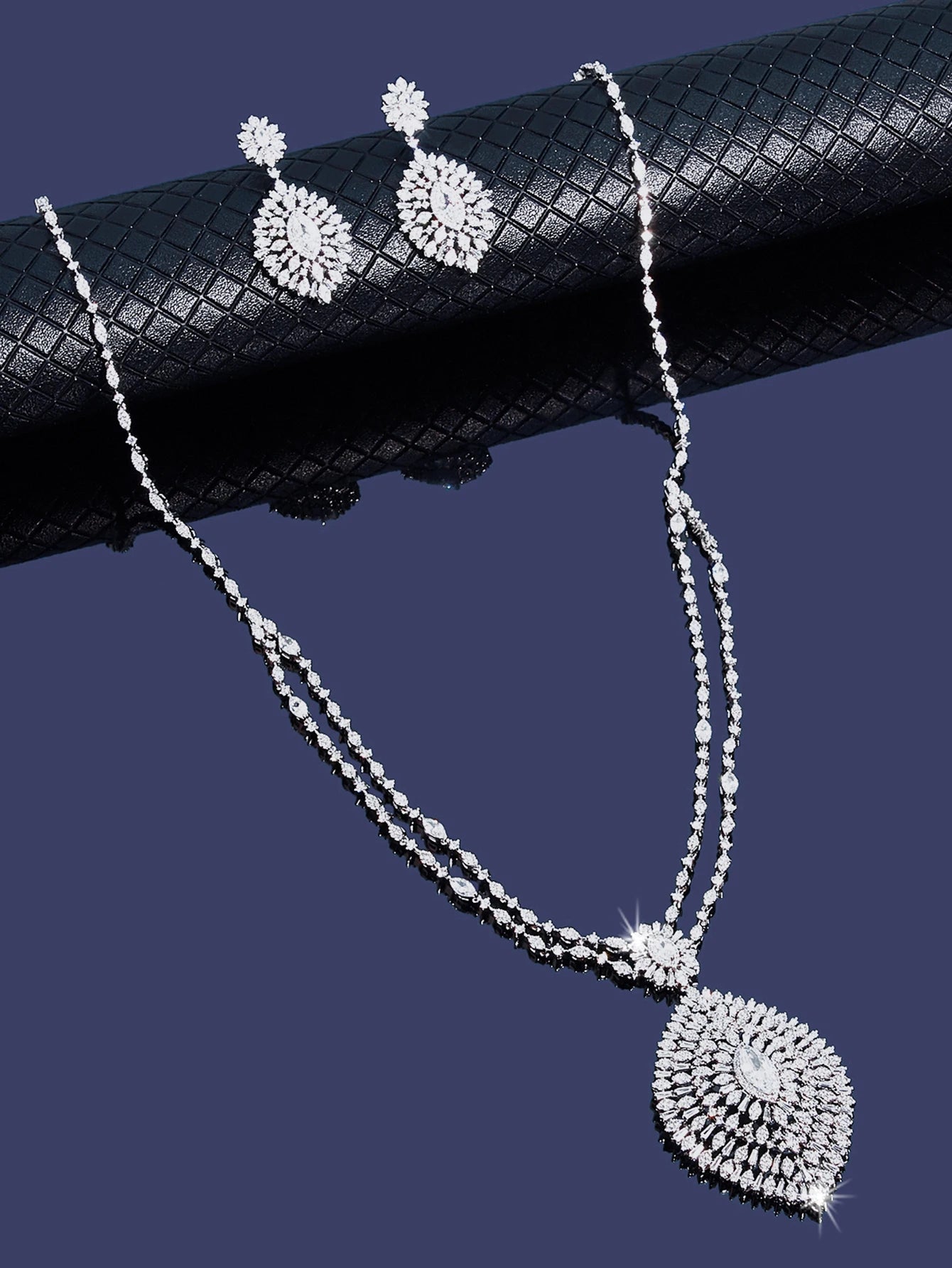 Bedazz New Trendy Sweater Long Necklace Earring Jewelry Sets For Women Wedding Party Zircon CZ African Dubai Bridal Jewelry 2024