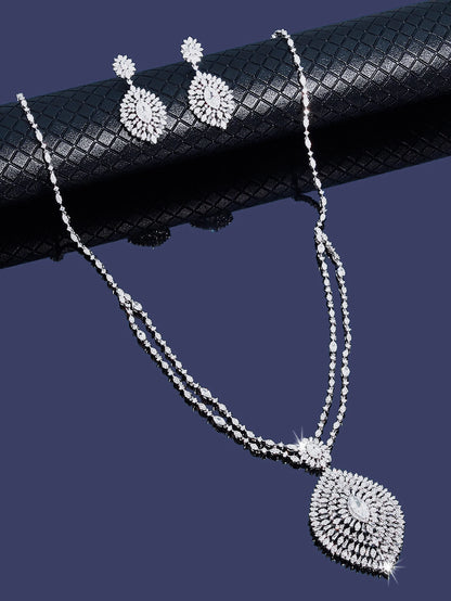 Bedazz New Trendy Sweater Long Necklace Earring Jewelry Sets For Women Wedding Party Zircon CZ African Dubai Bridal Jewelry 2024